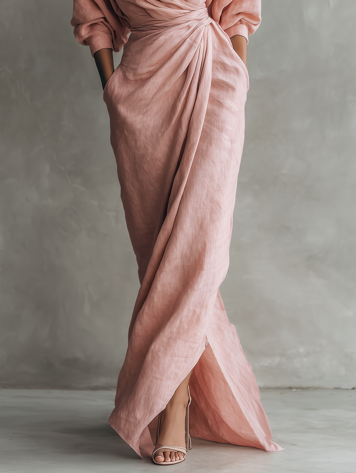 Alessia | Abito Maxi in Lino Rosa