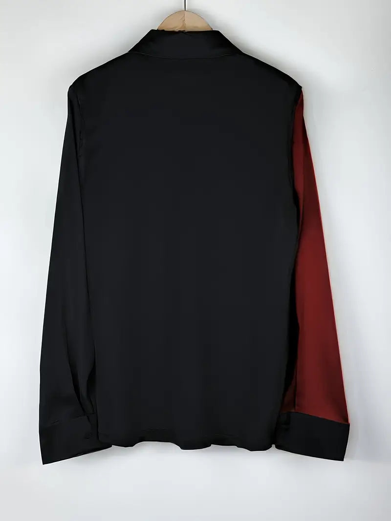 Zillah - Elegante Camicia di Raso con Contrasto per Andare al Lavoro