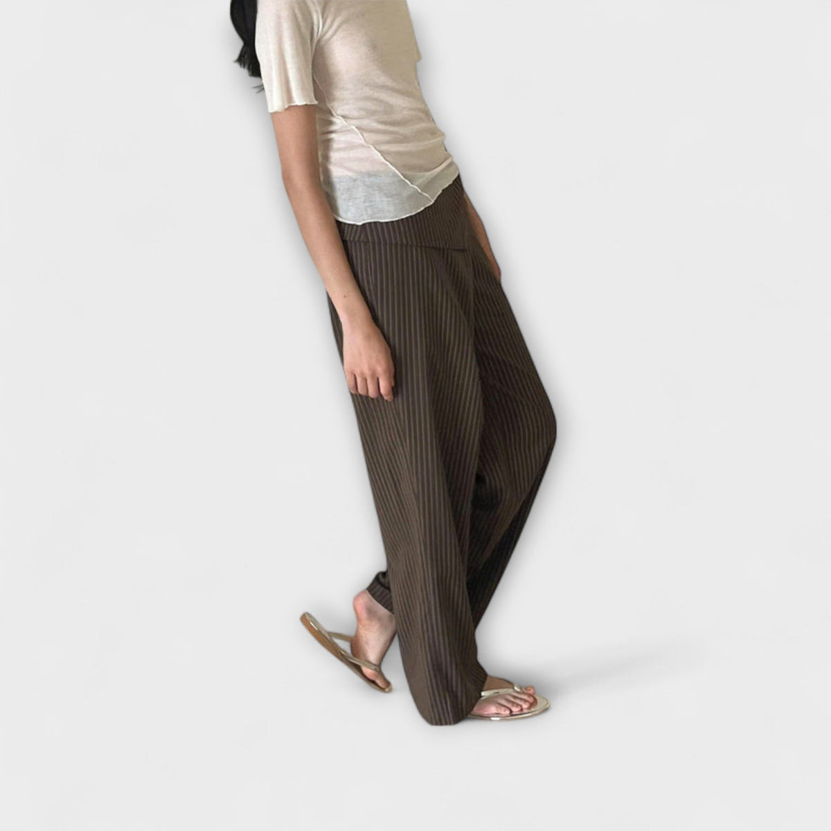 Julia - Pantaloni Striati Pieghevoli