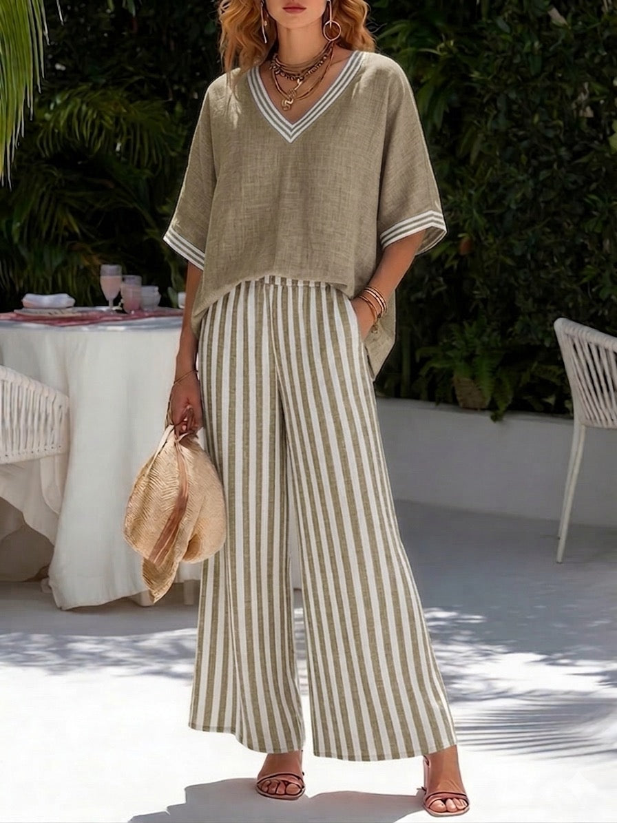 Alira Set Duo in Lino a Righe