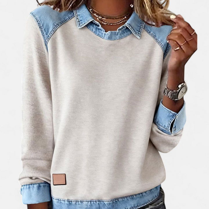 Bianca | Blusa Lunga alla Moda con Dettagli in Denim