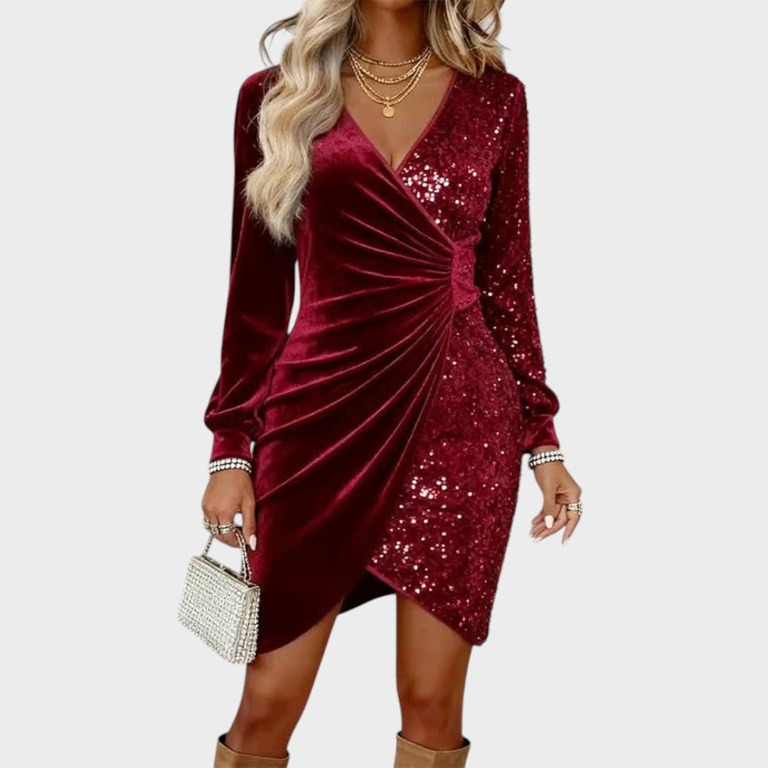 Brisa |  Vestito da Festa con Paillettes e Effetto Drappeggiato