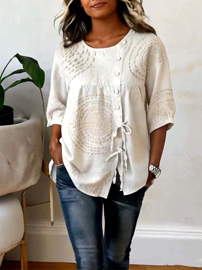 Macarena | Blusa casual con ricami geometrici