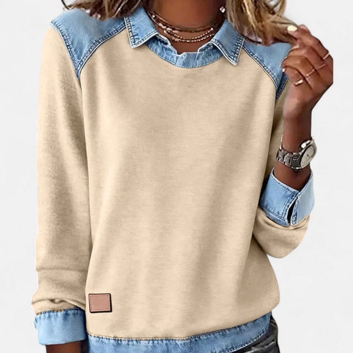 Bianca | Blusa Lunga alla Moda con Dettagli in Denim