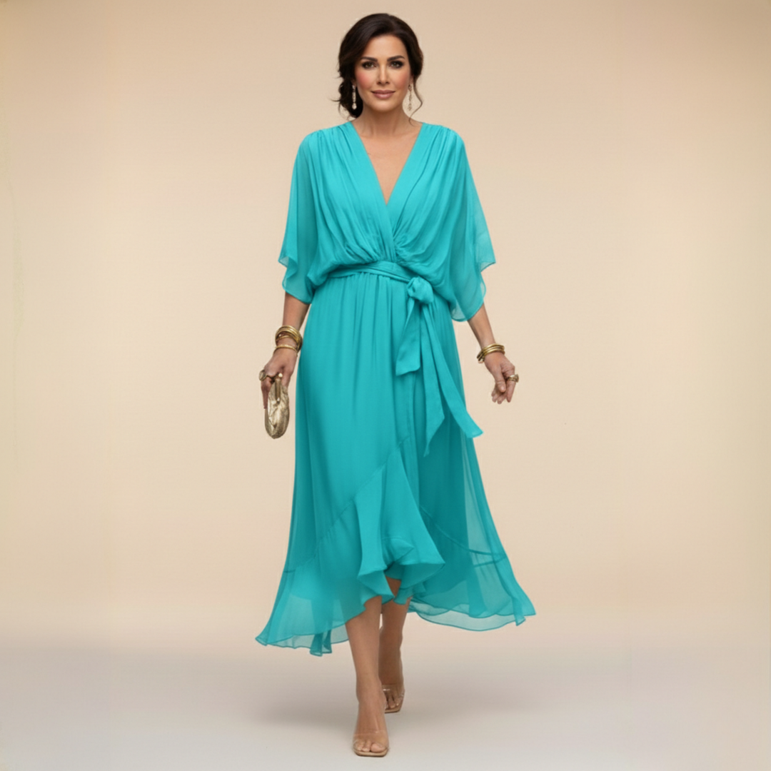 Monica - Vestito in chiffon con scollo a V