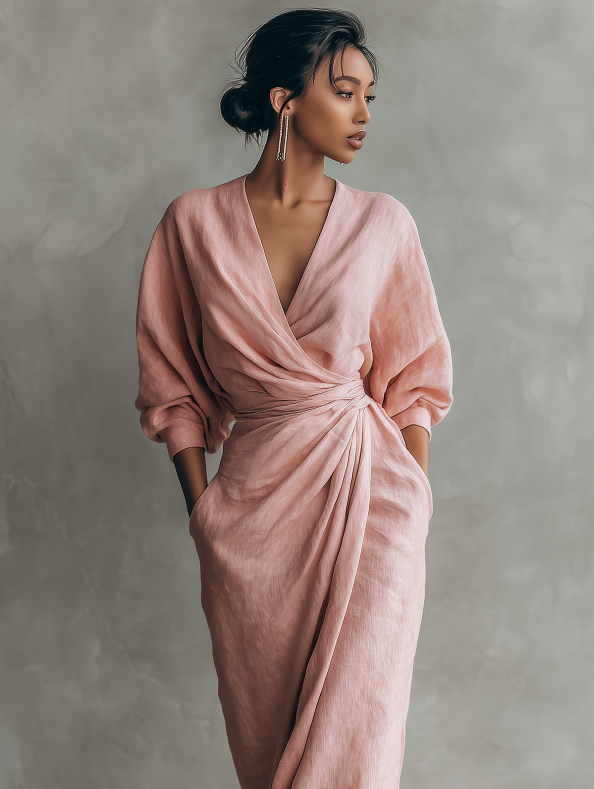 Alessia | Abito Maxi in Lino Rosa