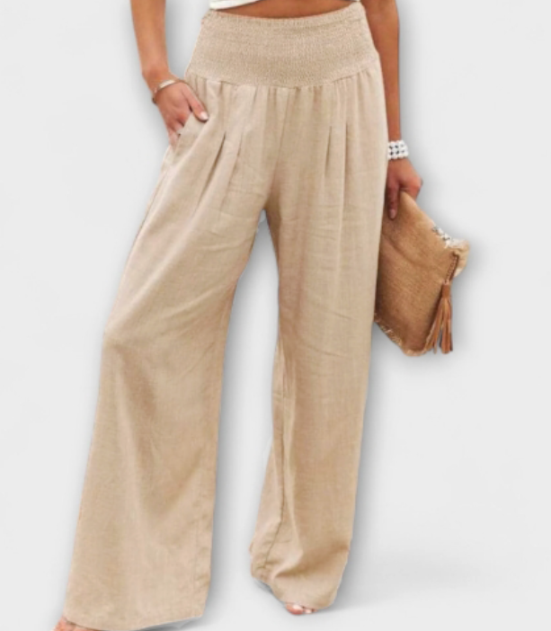 Thearya - Pantaloni Larghi in Lino Casual