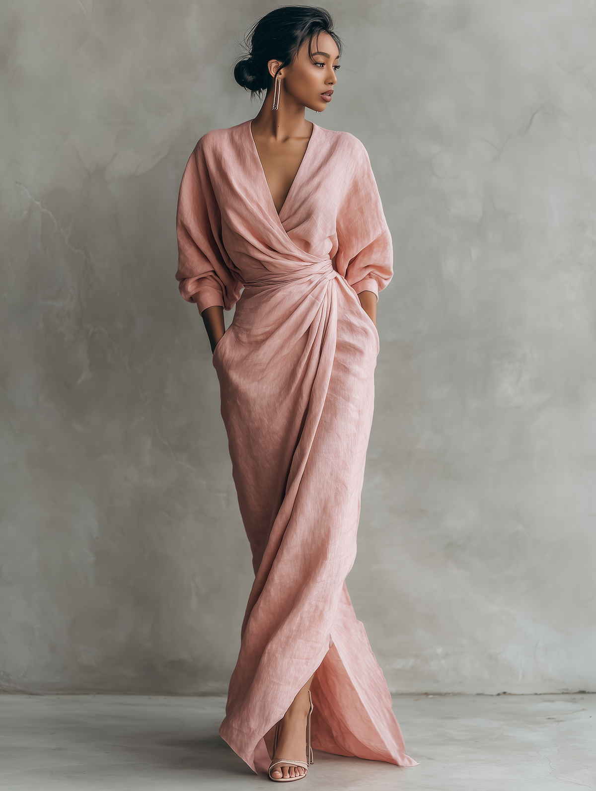 Alessia | Abito Maxi in Lino Rosa