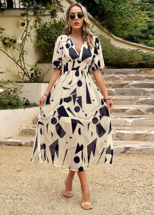 Elina - Vestito Midi Floreale Che Slancia