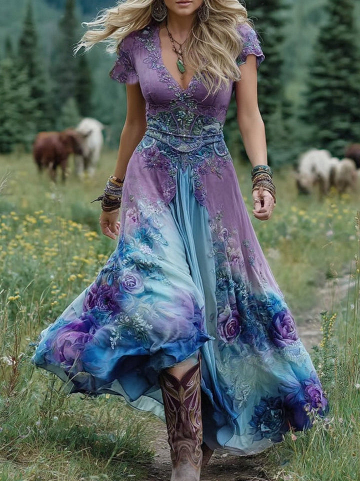 Serena - Vestito Maxi Corto Floreale
