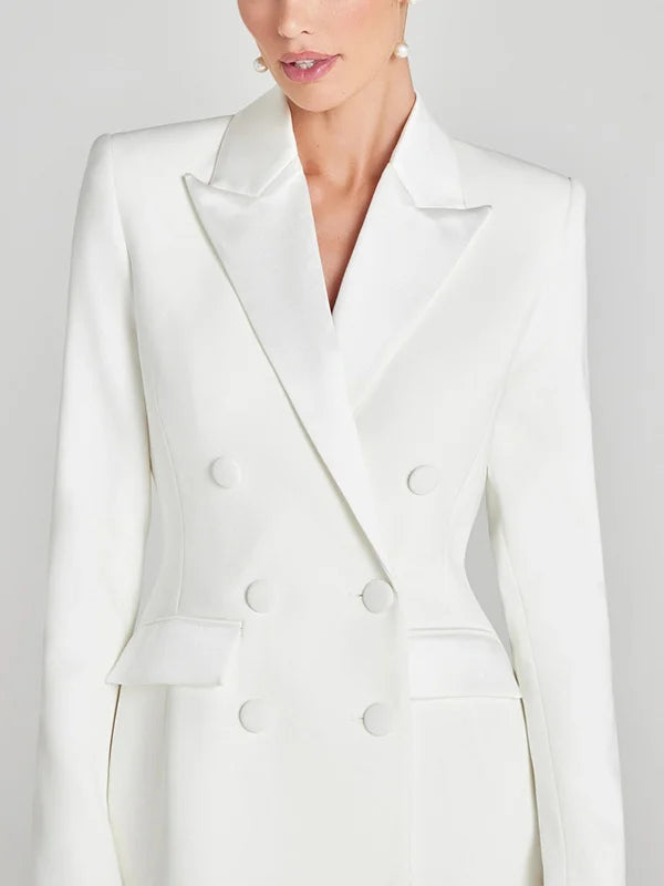 Sofia | Blazer Bianco Doppiopetto in Raso