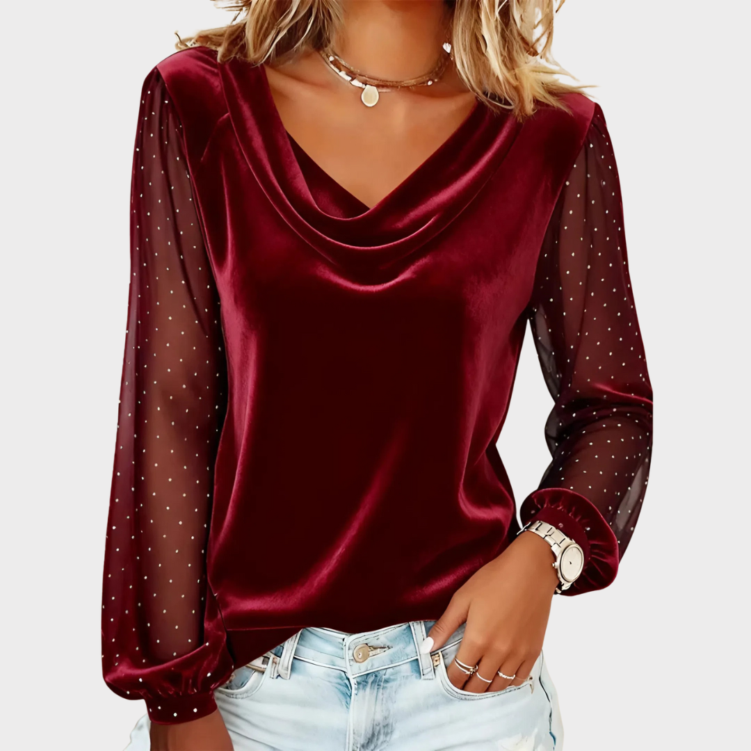 Paola – Blusa con Collo Drappeggiato