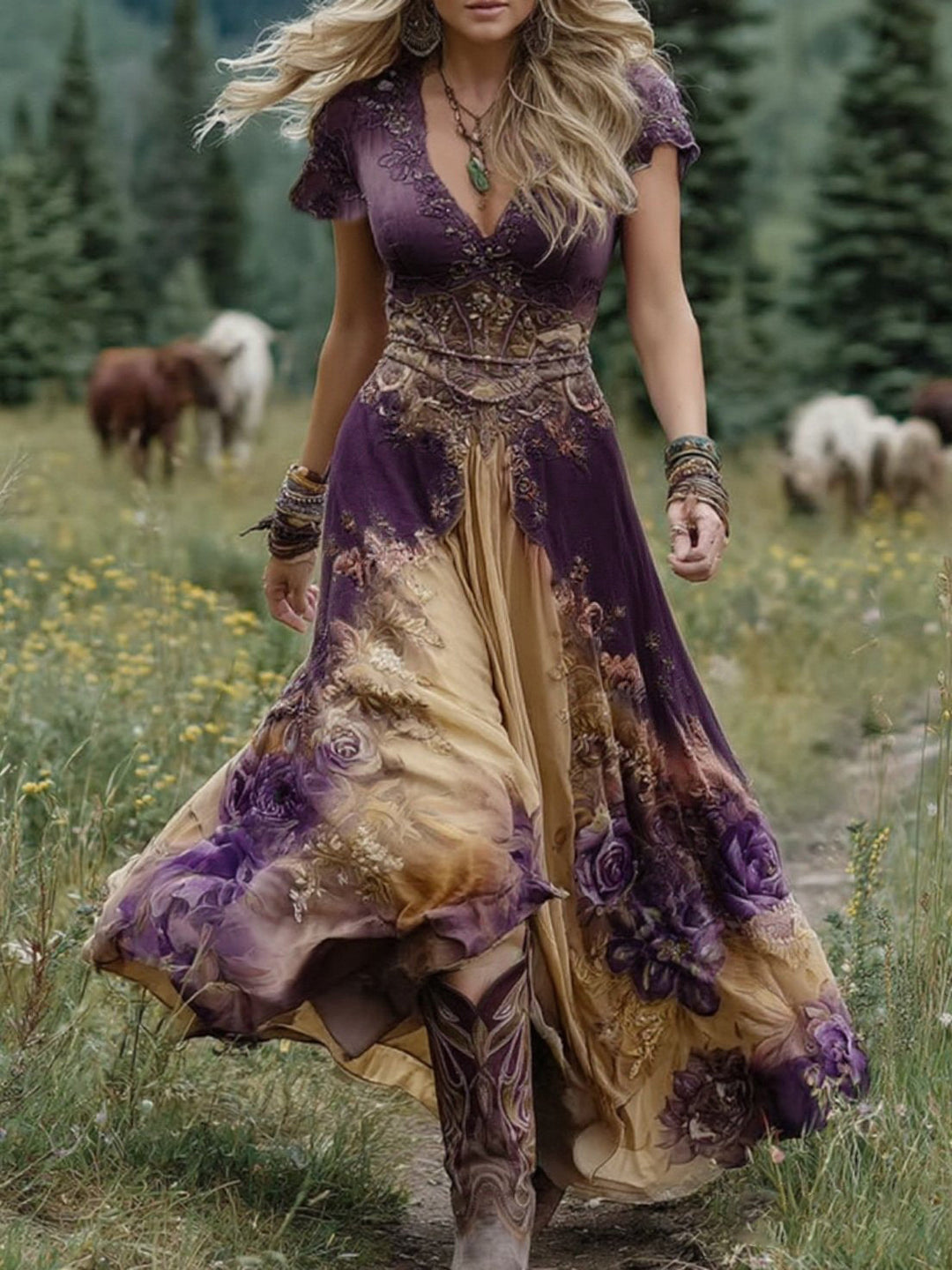 Serena - Vestito Maxi Corto Floreale