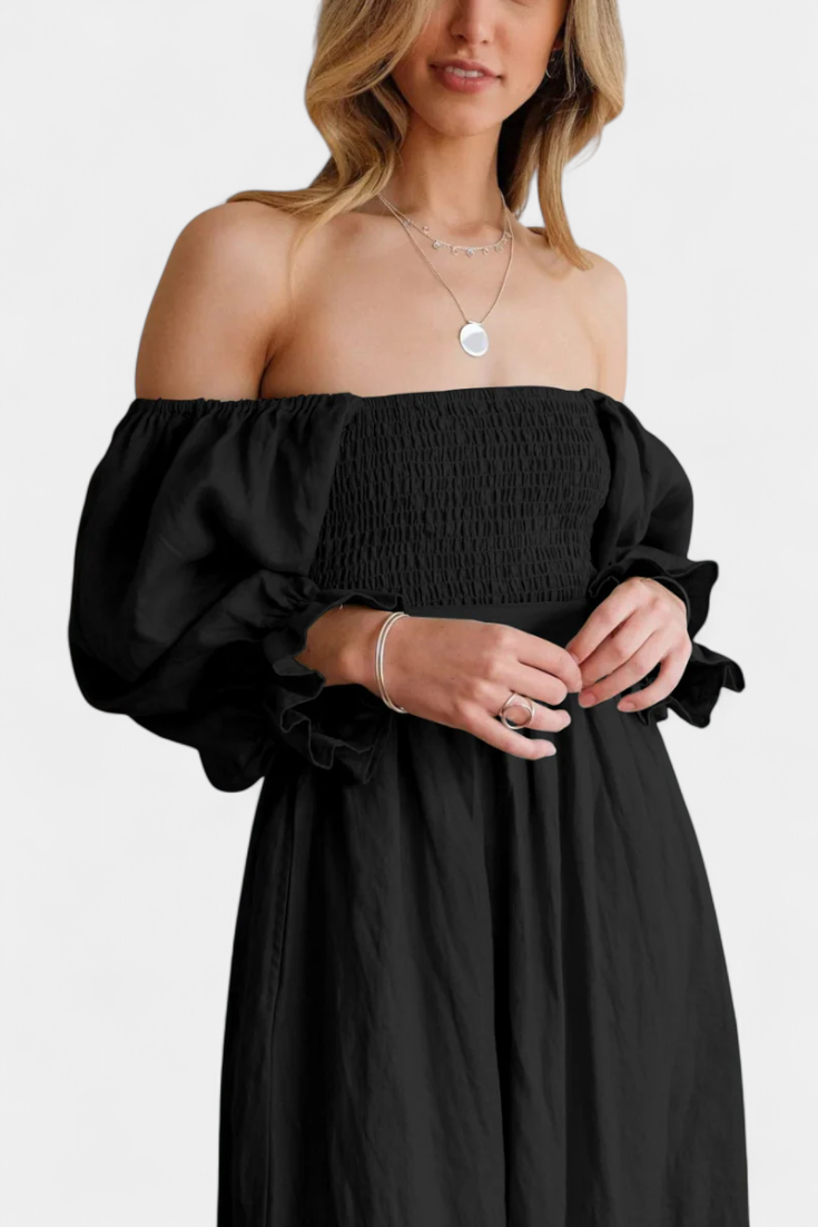 Petra Vestito Midi a Due Livelli con Corpo Arricciato