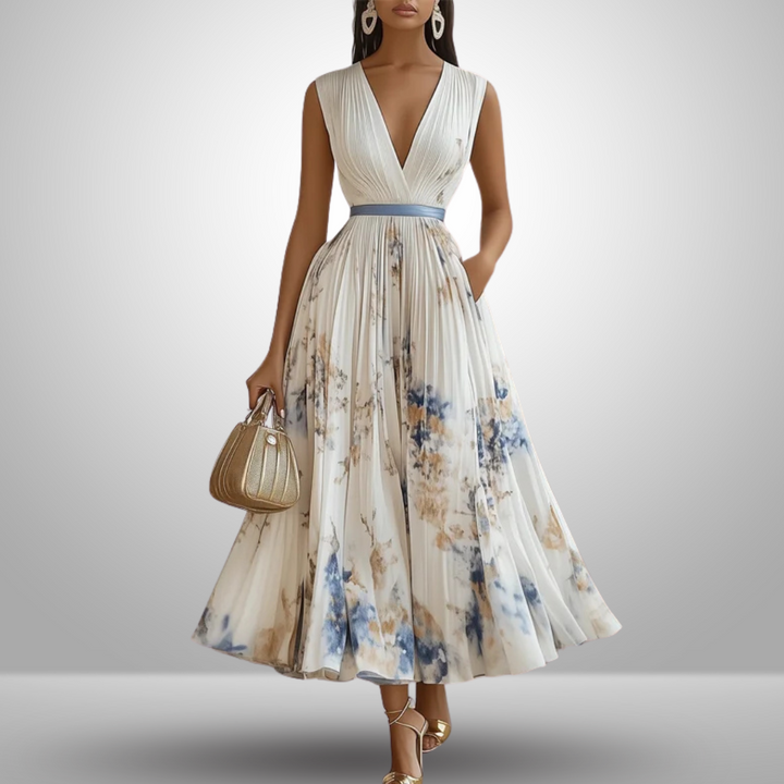 Isabella™ | Abito Lungo Elegante con Stampa Acquerello