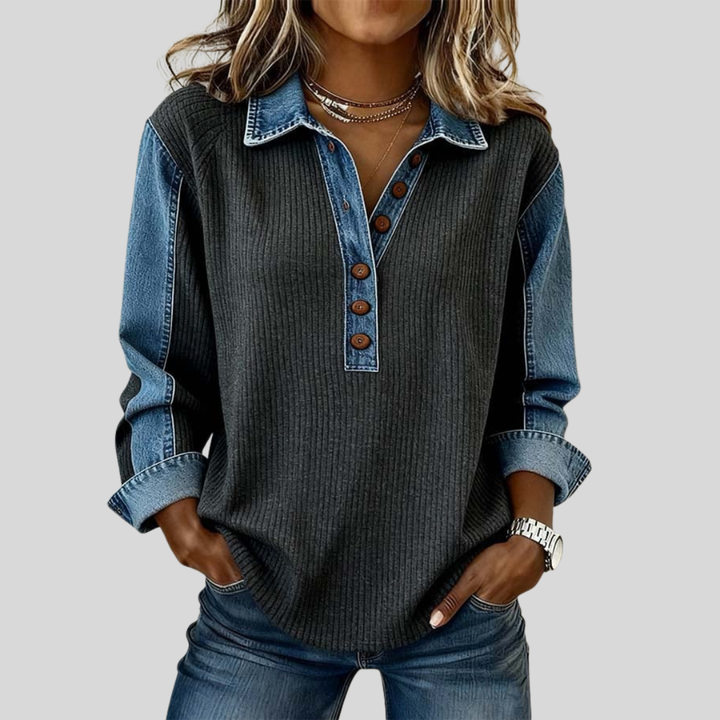 Giulia | Felpa Pullover con Cuciture a Contrasto