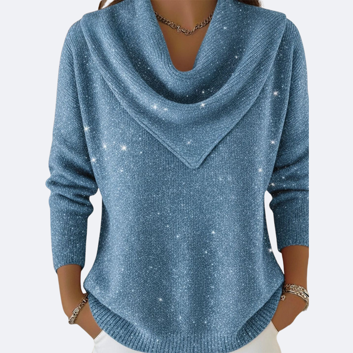 AURORA - Maglione Brillante Con Collo Drappeggiato