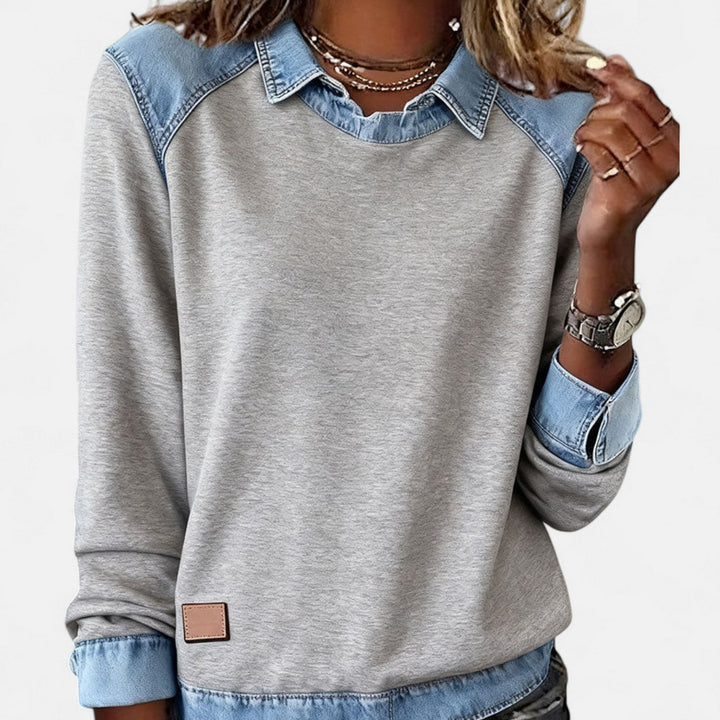 Bianca | Blusa Lunga alla Moda con Dettagli in Denim