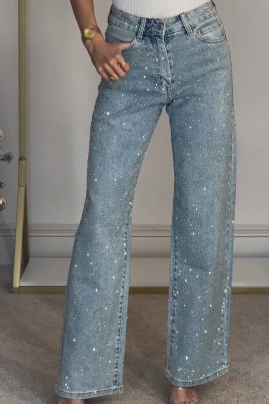 Sofia™ | Pantaloni cargo in denim a vita alta