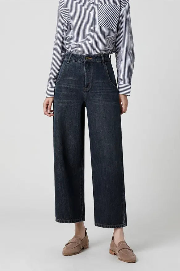 Sofia™ | Pantaloni cargo in denim a vita alta