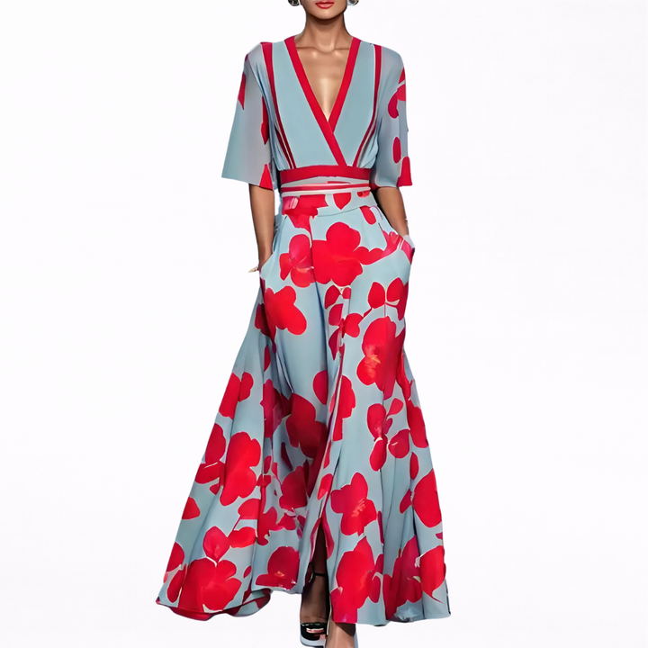 Valentina - Abito Maxi Elegante con Scollo Profondo