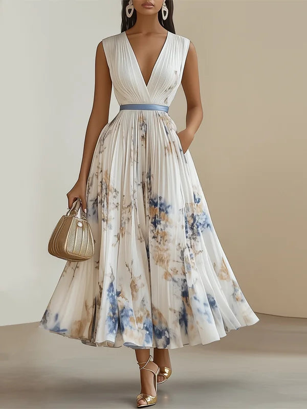 Isabella™ | Abito Lungo Elegante con Stampa Acquerello