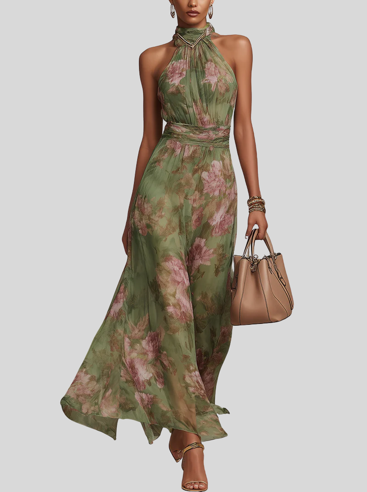 Livia | Abito Maxi Halter Floreale