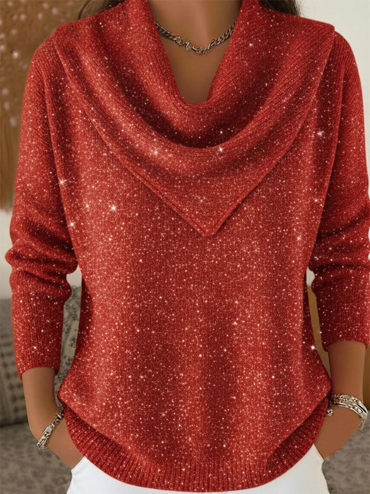 Aurora | Maglione Brillante Con Collo Drappeggiato
