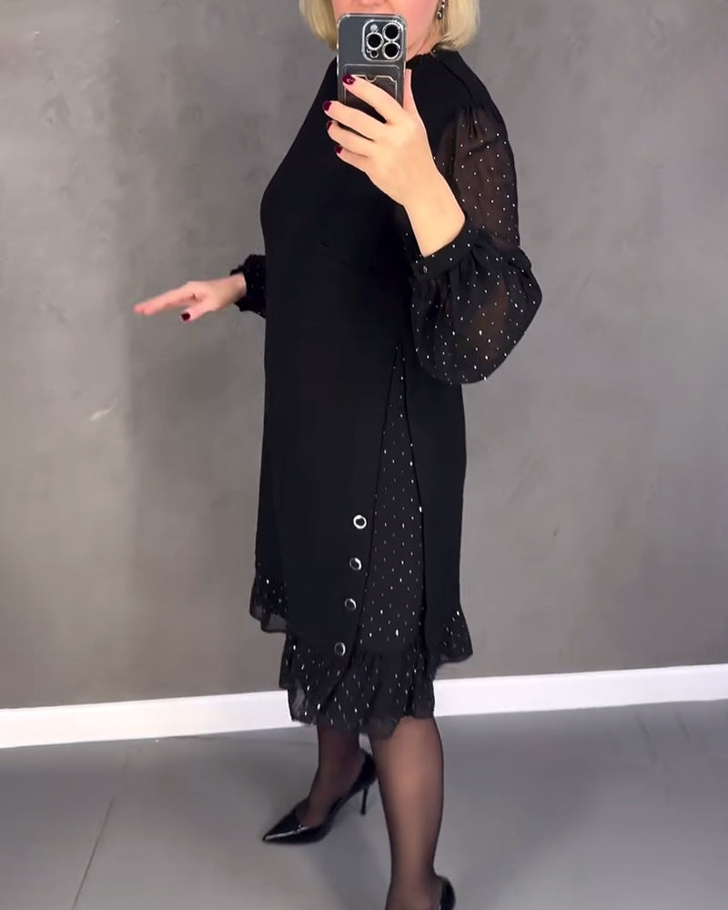 ELIANA | Abito Elegante con Maniche Trasparenti e Taglio Lusinghiero per Occasioni Autunnali