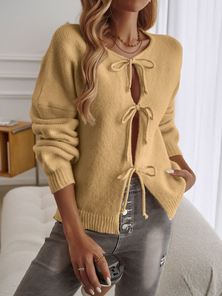 Sofia™ | Cardigan girocollo annodato Allegra-Vita