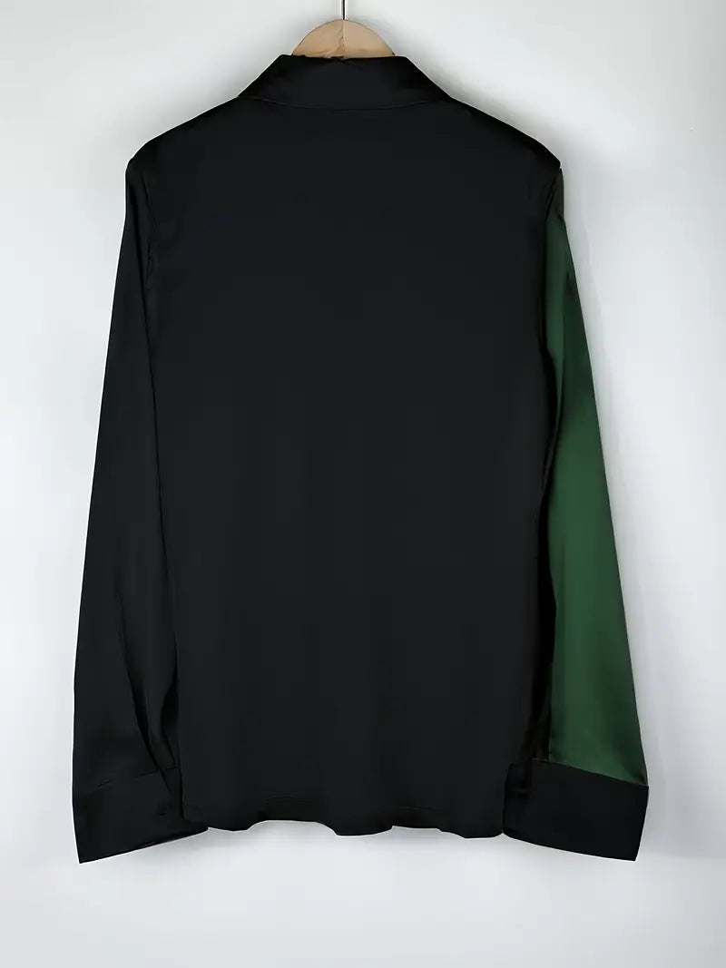 Zillah - Elegante Camicia di Raso con Contrasto per Andare al Lavoro