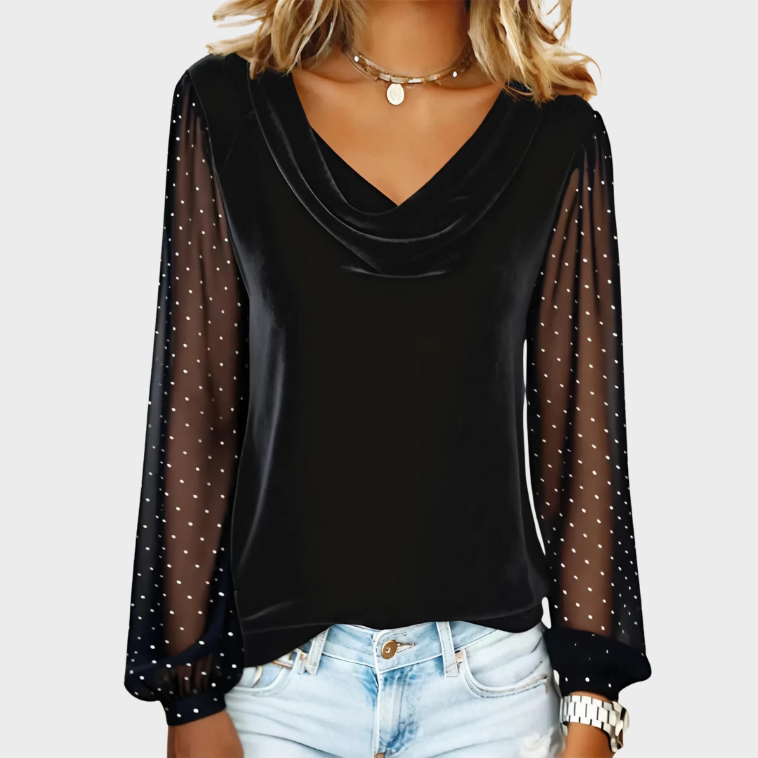 Paola – Blusa con Collo Drappeggiato