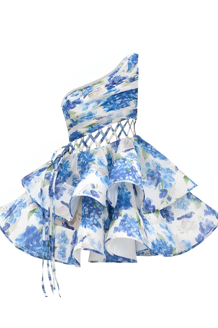 Daphne | Abito Mini Floreale a Spalla Unica