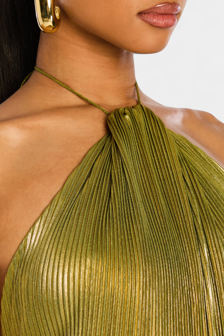 Emma - Vestito Halter Aperto sulla Schiena Metallico