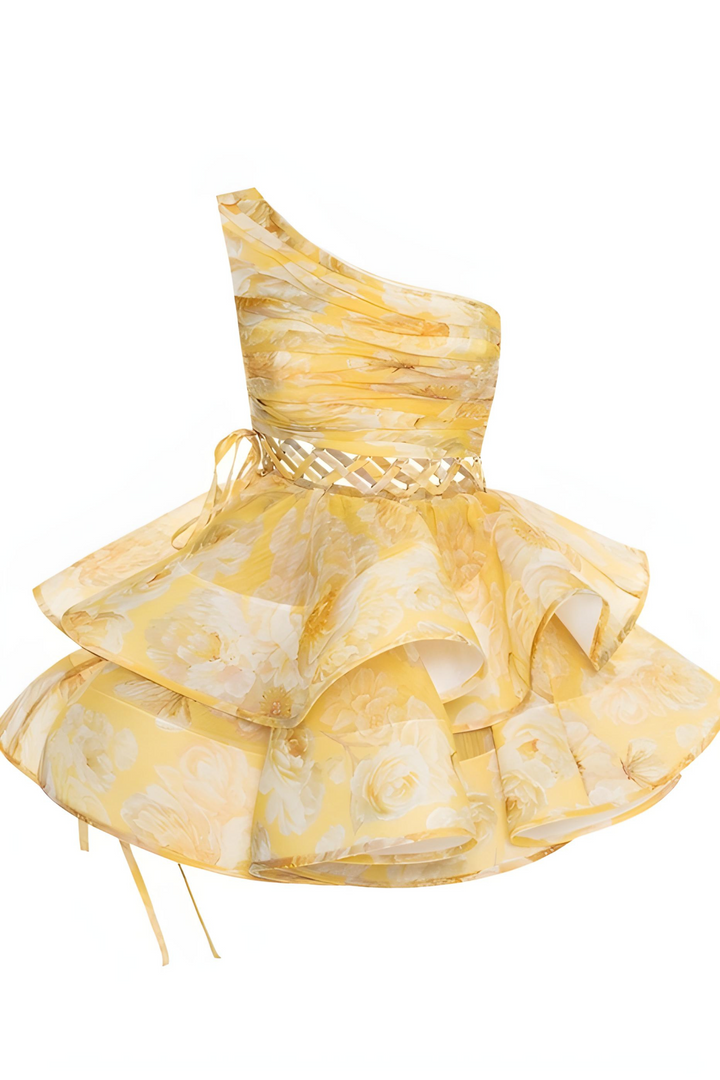 Daphne | Abito Mini Floreale a Spalla Unica