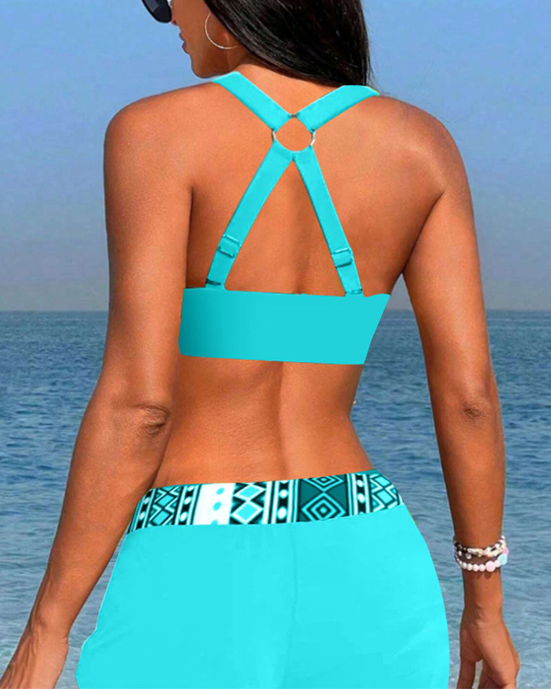 Aria™ |Costume da Bagno a Vita Alta con Disegno Geometrico