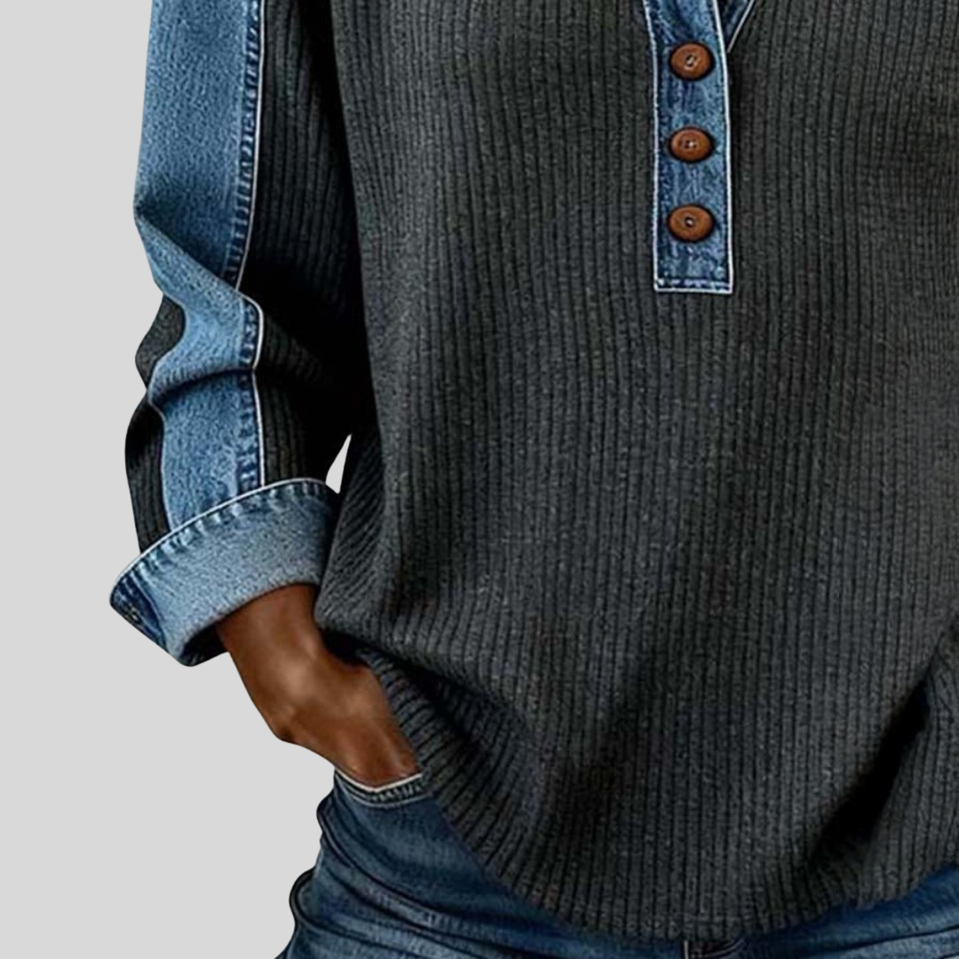 Giulia | Felpa Pullover con Cuciture a Contrasto