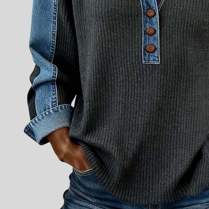 Giulia | Felpa Pullover con Cuciture a Contrasto