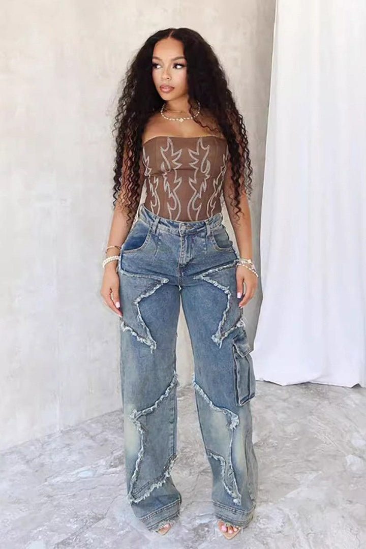 Sofia™ | Jeans Dritti con Eleganti Dettagli in Strass
