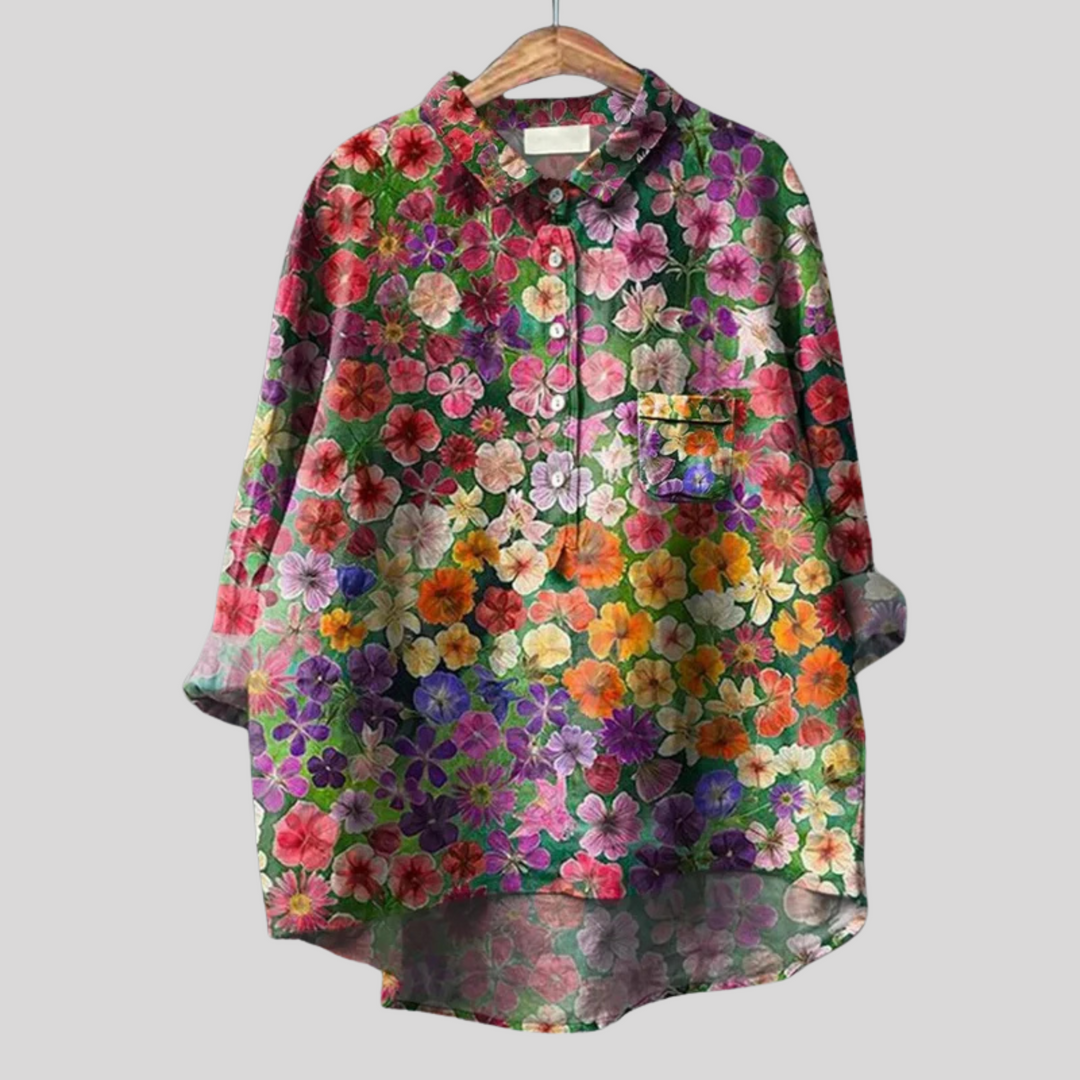 Luiza - Camicia Floreale Realizzata a Mano