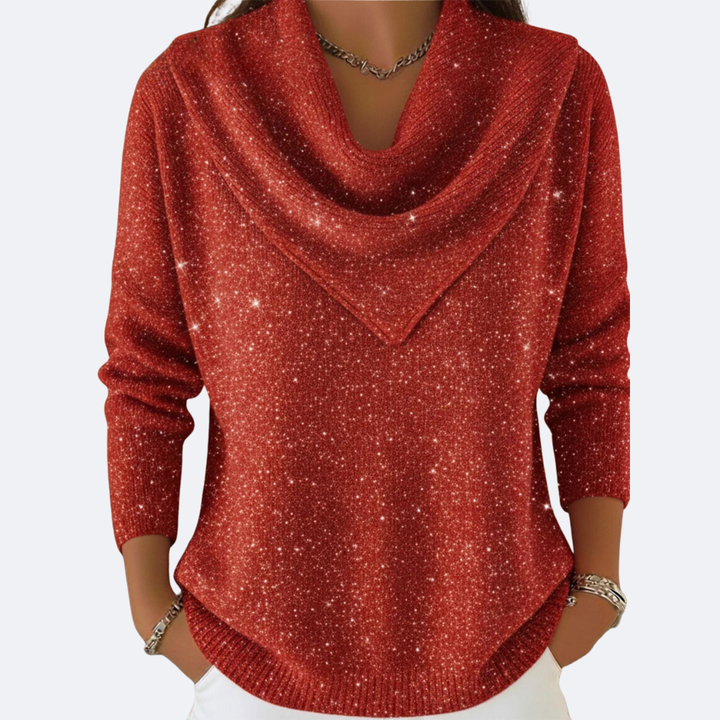 AURORA - Maglione Brillante Con Collo Drappeggiato