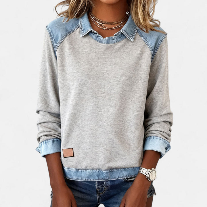 Bianca | Blusa Lunga alla Moda con Dettagli in Denim