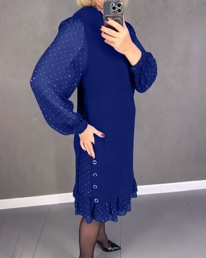 ELIANA | Abito Elegante con Maniche Trasparenti e Taglio Lusinghiero per Occasioni Autunnali