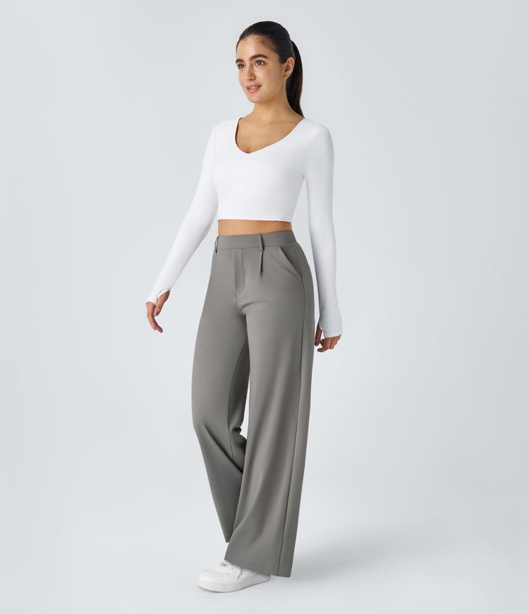 Sofia™ | Pantaloni eleganti a vita alta con tasche con zip