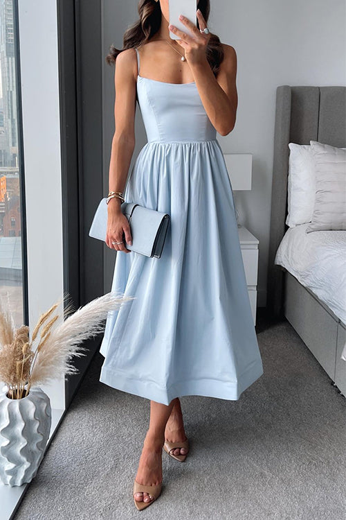 Vina - Elegante Abito Midi A-Line con Spalline