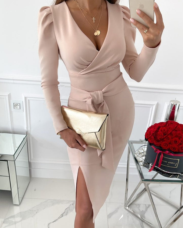 Caitlyn - Abito Midi con Scollatura a V e Spalline Regolabili