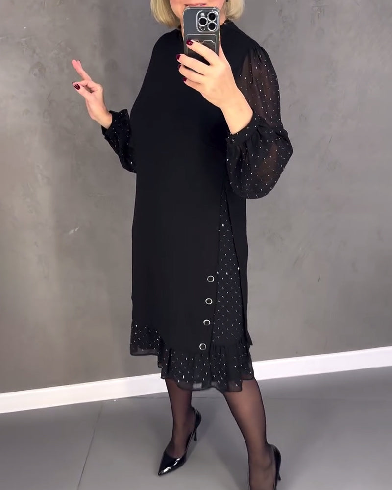 ELIANA | Abito Elegante con Maniche Trasparenti e Taglio Lusinghiero per Occasioni Autunnali