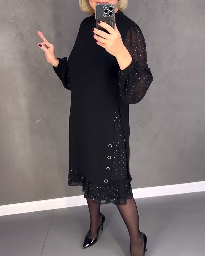 ELIANA | Abito Elegante con Maniche Trasparenti e Taglio Lusinghiero per Occasioni Autunnali