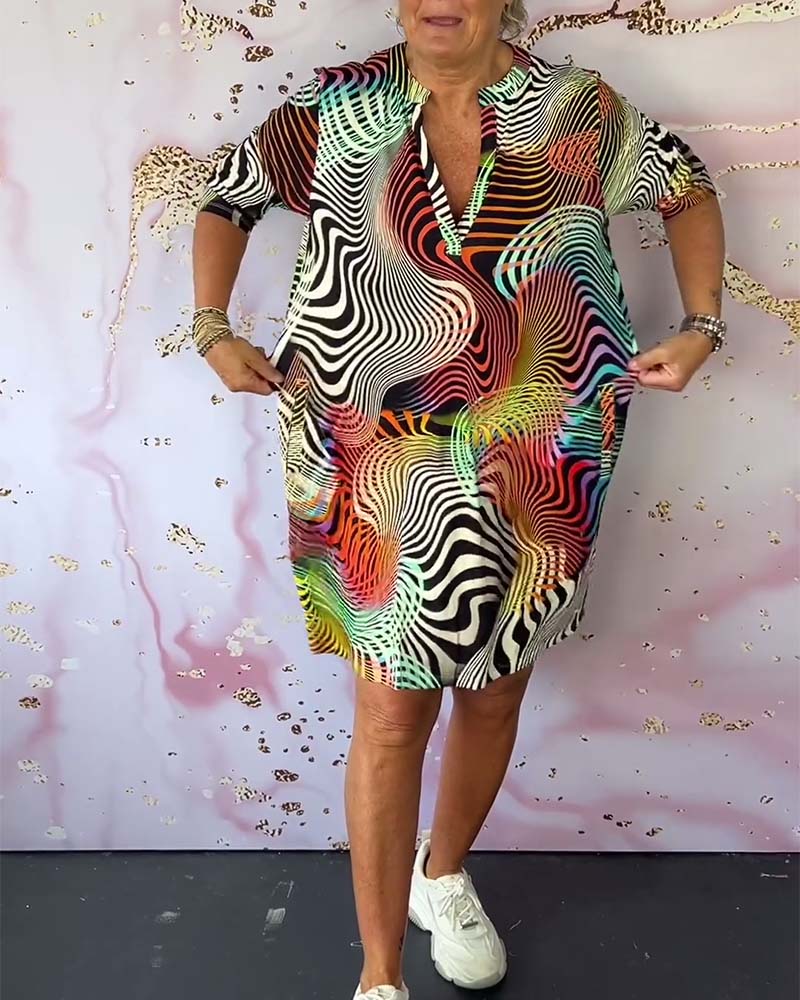 Ria™ | Vestito colorato con scollo a V