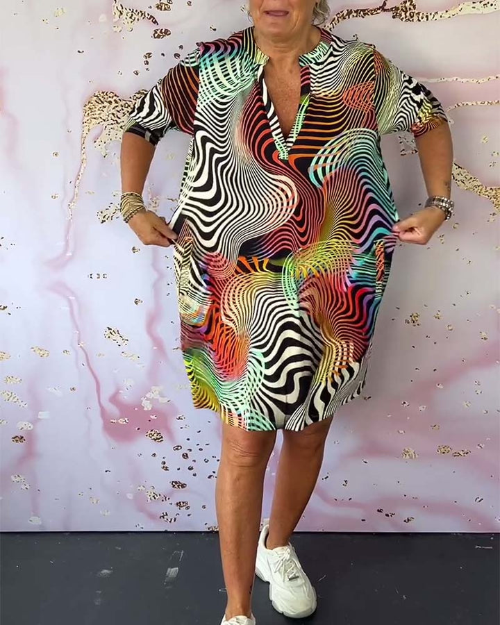 Ria™ | Vestito colorato con scollo a V